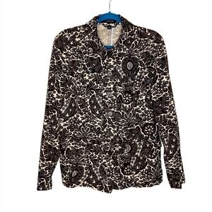 Lands’ End Brown & Cream Paisley Cotton Utility Jacket